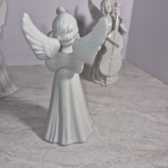 3 White Tengra Angel's 6ins Tall Porcelain Girl's Figurine, - Picture 8 of 16